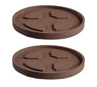 2 Plato Maceta Redondo de Interior Bandeja Recolectora de Agua para Plantas con Superficie Texturizada para Macetas y AlféIzares(Brown,36cm/14.1in)