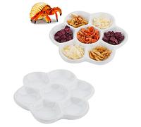 2 platos de cerámica para alimentos, cangrejo ermitaño, 7 compartimentos, cuenco antigiro para alimentos y agua (blanco)