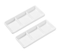 2 platos de cerámica para servir, 3 compartimentos para aperitivos, platos de aperitivos, platos de salsa divididos rectangulares para el hogar, restaurante y cocina