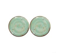 2 Platos Melamina para verde Retro Borde Irrompibles Vajilla Exterior Camping Picnic 18cm y 21cm(21.3CM)