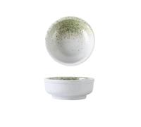 2 platos redondos de cerámica de estilo japonés, diseño de copo de nieve verde de 7,6 cm
