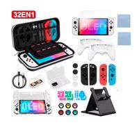 2 Play Kit Accesorios Nintendo Switch 2 - Funda Rígida Transporte, Carcasa Protectora, 4 Fundas Joy-Con Silicona, 3 Protectores Pantalla HD, 10 Grips Joystick, Soporte Mando Ajustable