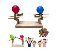2 Player Wooden Balloon Bamboo Man Battle Game Fast-paced Balloon Fight with Twenty Balloons Tabletop Game Toys for Kids Adults -aqwg