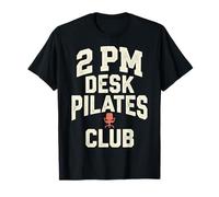 2 PM Desk Pilates Club Slump Work Humor Office Camiseta