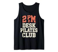 2 PM Desk Pilates Club Slump Work Humor Office Camiseta sin Mangas