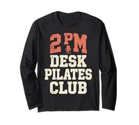 2 PM Desk Pilates Club Slump Work Humor Office Manga Larga