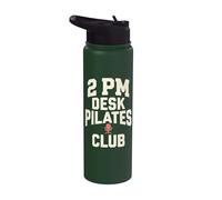 2 PM Desk Pilates Club Slump Work Humor Office Stainless Steel Insulated Water Bottle