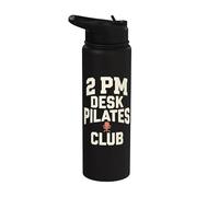 2 PM Desk Pilates Club Slump Work Humor Office Stainless Steel Insulated Water Bottle