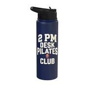 2 PM Desk Pilates Club Slump Work Humor Office Stainless Steel Insulated Water Bottle