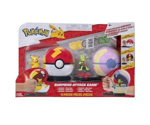 2 Poké Balls avec leur Pokémon et 6 disques d'attaques - BANDAI - Pokémon - Poké Ball attaque surprise Pikachu vs Arcko - Je