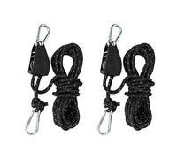 2 poleas con tensor de cuerda, trinquete con cuerda de 4 m, polea con tensor de tienda de campaña, cuerdas tensoras con freno de cuerda, válido para camping, toldo, tienda de campaña, 2 unidades