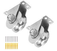 2 poleas de 48 mm, ruedas en U para cuerdas, poleas de acero inoxidable 304 con rodamiento de bolas para puertas enrollables, sistema de poleas de rodamiento, tendedero, cuerdas de alambre, puertas