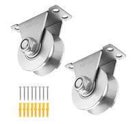 2 poleas de 48 mm, ruedas en V para cuerdas, poleas de acero inoxidable 304 con rodamiento de bolas para puertas enrollables, sistema de poleas de rodamiento, tendedero, cuerdas de alambre, puertas