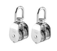 2 poleas de doble polea M20 de acero inoxidable 304, polea de cuerda de bloque de acero inoxidable, polea de inversión, para cuerdas de elevadores de cuerda, barcos, yates, accesorios de bricolaje