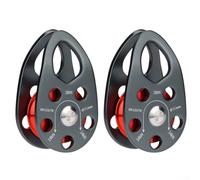 2 poleas móviles para cuerda de 8 a 13 mm, capacidad de carga de 20 KN (rojo grisáceo)