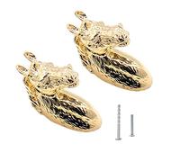 2 pomos de latón puro, estilo vintage, con forma de caballo, estilo retro, para armarios, armarios, cajones, armarios con tornillos (dorado)