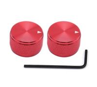 2 pomos de metal de aluminio para guitarra, perilla de control de velocidad de tono de volumen de 6 mm con llave y tornillos para guitarra eléctrica o bajo Strat Tele LP (2 piezas negras)