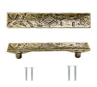 2 Pomos para Armarios, Cajones y Mueble, Tiradores de Cajones de Diferentes Modelos y Colores - Fabricado en Zamak 130x20 mm Acabado Cuero Viejo Distancia Entre Tornillos 96 mm ref:78570