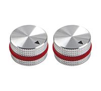 2 pomos Yootones de 25 x 15,5 mm para guitarra, potenciómetro, control de volumen, audio, guitarra eléctrica, bajo, tipo tornillo, aleación de aluminio plateado y anillo de goma, compatible con eje de