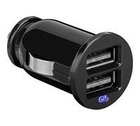 2 Port coche / cargador coche, Mini encendedor de cigarrillos Cargador USB dual, adecuado para coches y camiones (12V / 24V), con luz LED, negro
