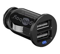 2 Port coche / cargador coche, Mini encendedor de cigarrillos Cargador USB dual, adecuado para coches y camiones (12V / 24V), con luz LED, negro