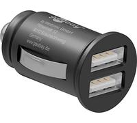 2 Port coche / cargador coche, Mini encendedor de cigarrillos Cargador USB dual, adecuado para coches y camiones (12V / 24V), con luz LED, negro