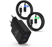 2-Port Tipo C carga Rapida Cargador para Samsung Galaxy S25/S24 Ultra,45W Cargador Usb C Original con Cable USBC de 1M+2M Compatible con Samsung Galaxy S23/S22/S21/S20,MacBook Air,iPhone 15/16