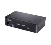 StarTech.com Switch Conmutador KVM USB C Tipo C, KVM de 2 puertos DisplayPort con Vídeo UHD HDR de 4K 60Hz, Audio de 3,5mm, Hub