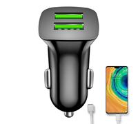 2 Port USB Car Charger - Output Fast Charging Adapter, Compact Vehicle Power Plug | Smart Car USB Socket for Phones, Tablets, GPS, Dash Cams, Portable Power Accessory for Travel and Road Trips