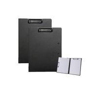 2 portapapeles plegables, portapapeles plegables de 9 x 12.5 pulgadas, impermeables, tamaño A4 o A3, portapapeles de escritura con dos clips de metal, soporte horizontal y vertical (negro)