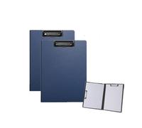 2 portapapeles plegables, portapapeles plegables de 9 x 12.5 pulgadas, impermeables, tamaño A4 o A3, portapapeles de escritura con dos clips de metal, soporte horizontal y vertical (azul, A4)