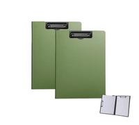 2 portapapeles plegables, portapapeles resistentes al agua, tamaño A4 o tamaño A3, organizador de clips con dos clips de metal, soporte horizontal y vertical, color verde