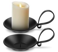 2 portavelas para velas de pilar, soporte para velas de pilar, decoración de centro de mesa, platos redondos de metal y bandejas, plato de velas de iglesia para Acción de Gracias, boda, sala de fiesta