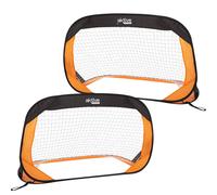 2 Porterías de fútbol Pop-Up Aktive Sports, Set 2 Porterías de fútbol plegables, Portería de fútbol para niños / Medidas 120x80x80 cm, fácil montaje, color negro y naranja / Portería fútbol portátil,