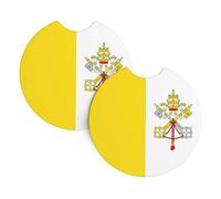 2 posavasos antideslizantes e impermeables con diseño de bandera del Vaticano, inserto universal para coche, SUV, camión