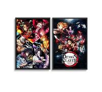 2 pósteres de arte de pared con diseño de demonio japonés, póster de animación de Slayer, póster de lienzo de 12 x 18 pulgadas (30 x 45 cm)