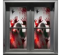2 pósteres gigantes de Halloween para ventana - Decoración espeluznante para fiestas, casa embrujada, puerta, dormitorio escolar, 152 x 152 cm