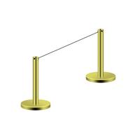 2 postes cortos de seguridad para control de multitudes, 6,35 cm de diámetro, con base antideslizante y cuerda elástica. Barreras para museos y galerías de arte(Gold)