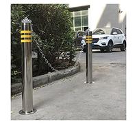 2 Postes de Acero Inoxidable para Aparcamiento en entradas de vehículos, bolardo de Seguridad antiaparcamiento con Cadena de 3 m, Barrera Duradera para Aparcamiento y Pro