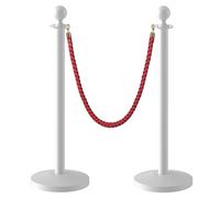 2 Postes Separadores Catenarias con Base de Hierro Fundido para Fiestas Bodas Teatros y Alfombras Rojas(White)