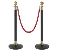 2 Postes Separadores Catenarias con Base de Hierro Fundido para Fiestas Bodas Teatros y Alfombras Rojas(Black)
