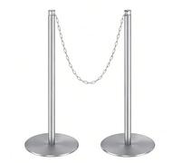 2 Postes Separadores con 2 Cadenas de Acero Inoxidable, Postes de Acero Inoxidable con Base Resistente, Barreras de Control de Multitudes para Lugares de Alta Gama, Museos(Silver)