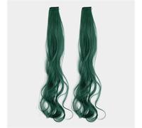 2 postizos invisibles for teñir la oreja, pelo largo y rizado, peluca de color teñida for uso diario, vestido de Cosplay Lolita(Green)