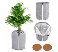 2 Protectores Térmicos para Macetas 70 x 65 cm con Estera de Fibra de Coco | Fundas Térmicas para Macetas con Cordón, Cremallera, Protección 3 Capas Reutilizable Protección Térmica para Macetas, Gris