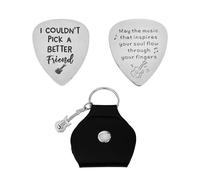 2 Púas de Guitarra Personalizadas Con Funda de Piel Negra y Llavero, Regalo de Música Rock y Metal para Amantes de la Música, 30*25MM, Acero