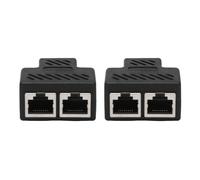 2 Puerto RJ45 Splitter Adaptador LAN Red Extensor Ethernet Conector Plug Lot 2Pcs