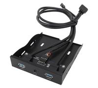 2 Puertos 3.5in USB3.0 Panel Frontal BahíA de Disco de Disco de Disco, de 19 Pines A 2 Puertos USB A 1 HD Puerto de Sonido Hubtpy Panel de Control de Panel de Metal Panel Frontal