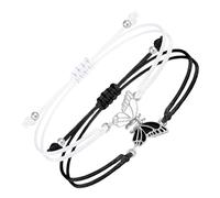 2 pulseras a juego con diseño de mariposa, pulseras ajustables para amigos, hechas a mano, joyería para parejas, para mujeres, parejas, amigas, Gsw-H1000, talla única, Hilo acrílico, No es una piedra