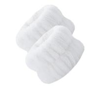 2 pulseras absorbentes de forro polar coral para spa, lazos elásticos para el cabello para mujeres y niñas, toallas de muñeca esponjosas, pulsera facial, evita que el líquido se derrame por tus