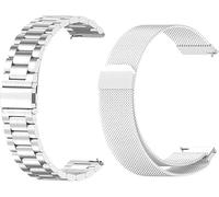 2 pulseras compatibles con pulsera Garmin Bounce 2 de 22 mm, malla tejida de metal y acero inoxidable, correa de repuesto para negocios, Eine Grösse, Acero inoxidable, 0